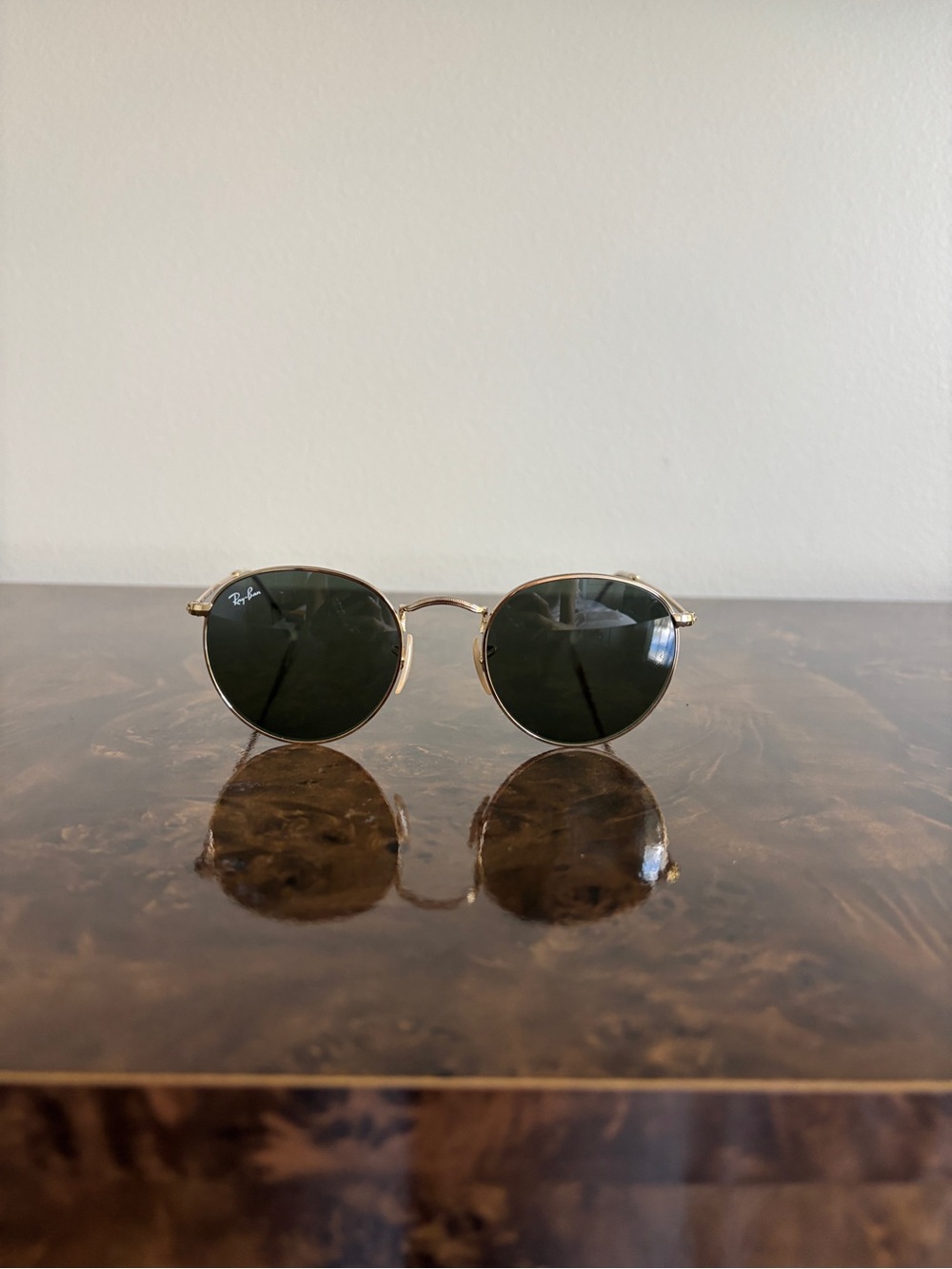 Ray-Ban Gold Frame Black Lens Round Sunglasses - Picture 2 of 8